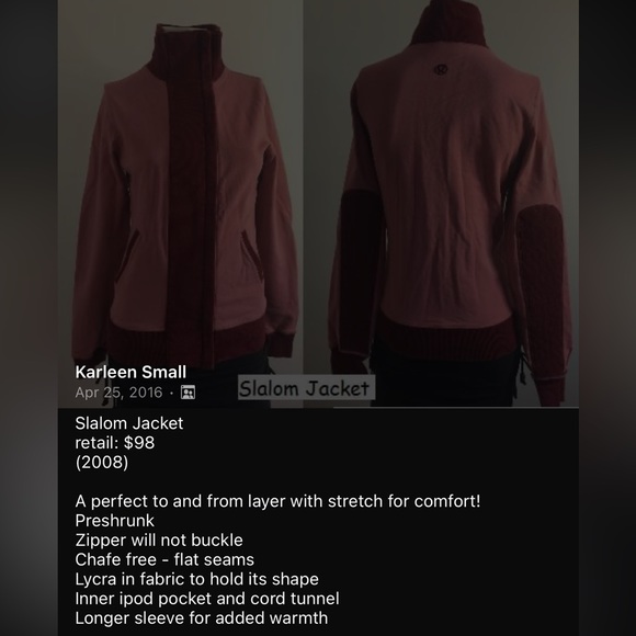 🌟2xHP 🦄🍋lululemon/oqoqo Slalom Jacket | RARE Vintage | Dark Purple | Size 6 - Picture 9 of 10